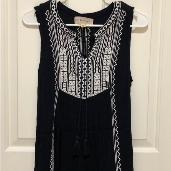 Embroidered Navy Blue Dress - Picture 4 of 4
